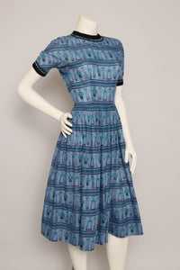 60s Folk Print Dress