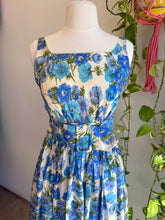 50s Blue Floral Dress