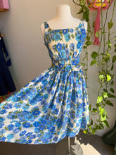 50s Blue Floral Dress