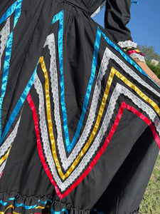 90s Colorful Ribbon Trim Dress