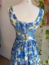 50s Blue Floral Dress