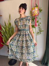 70s Green Paisley Gauze Dress