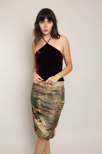 70s Abstract Scalloped Slip Skirt