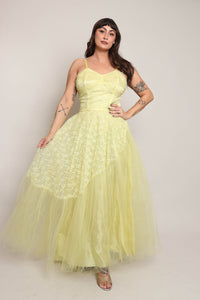 50s Yellow Tulle Gown