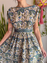 70s Green Paisley Gauze Dress