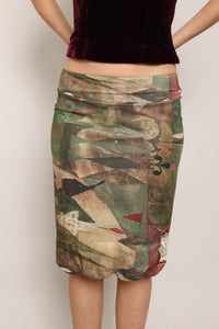 70s Abstract Scalloped Slip Skirt