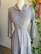 40s Gray Pinstriped Day Dress