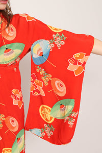 40s Umbrella Print Kimono