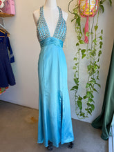 00s Rhinestone Encrusted Satin Halter Dress
