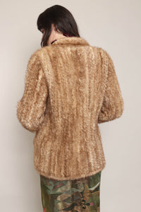 70s Mink Fur Crochet Sweater