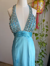 00s Rhinestone Encrusted Satin Halter Dress
