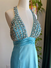 00s Rhinestone Encrusted Satin Halter Dress