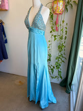 00s Rhinestone Encrusted Satin Halter Dress