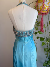00s Rhinestone Encrusted Satin Halter Dress