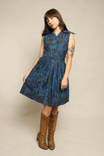 60s Blue Paisley Cotton Dress