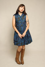60s Blue Paisley Cotton Dress