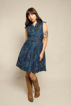 60s Blue Paisley Cotton Dress