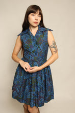 60s Blue Paisley Cotton Dress