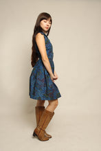 60s Blue Paisley Cotton Dress