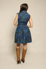 60s Blue Paisley Cotton Dress