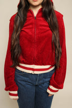 60s Maroon Hooded Track Jacket