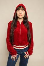 60s Maroon Hooded Track Jacket