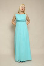 60s Sylvia Ann Blue Chiffon Cocktail Gown