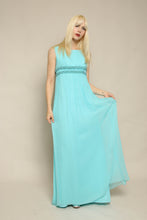 60s Sylvia Ann Blue Chiffon Cocktail Gown