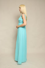 60s Sylvia Ann Blue Chiffon Cocktail Gown