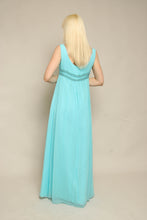 60s Sylvia Ann Blue Chiffon Cocktail Gown