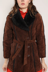 70s Suede Fur Coat