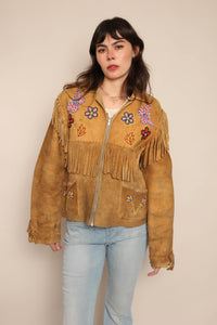 50s Moose Hide Beaded Fringe Jacket