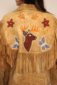 50s Moose Hide Beaded Fringe Jacket