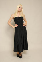 50s Black Strapless Taffeta Party Dress