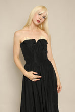 50s Black Strapless Taffeta Party Dress