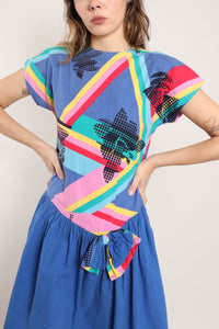 80s Abstract Rainbow Dress