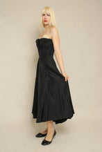 50s Black Strapless Taffeta Party Dress