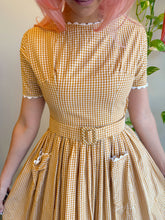 50s Brown Gingham Dress