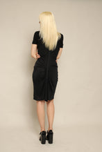 90s Versace Black Ruched Cocktail Dress