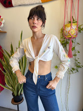 70s Floral Embroidered Crop Top