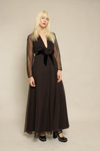 70s Luis Estévez Brown Chiffon Cocktail Dress