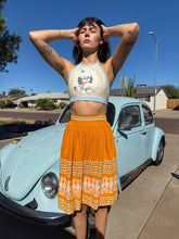 50s Bird Print Cotton Skirt