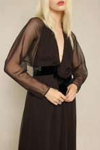 70s Luis Estévez Brown Chiffon Cocktail Dress