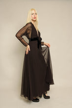 70s Luis Estévez Brown Chiffon Cocktail Dress