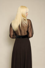 70s Luis Estévez Brown Chiffon Cocktail Dress