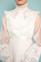 80s Victorian Wedding Gown With Train