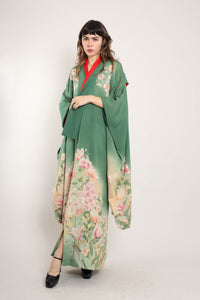 20s Green Floral Kimono