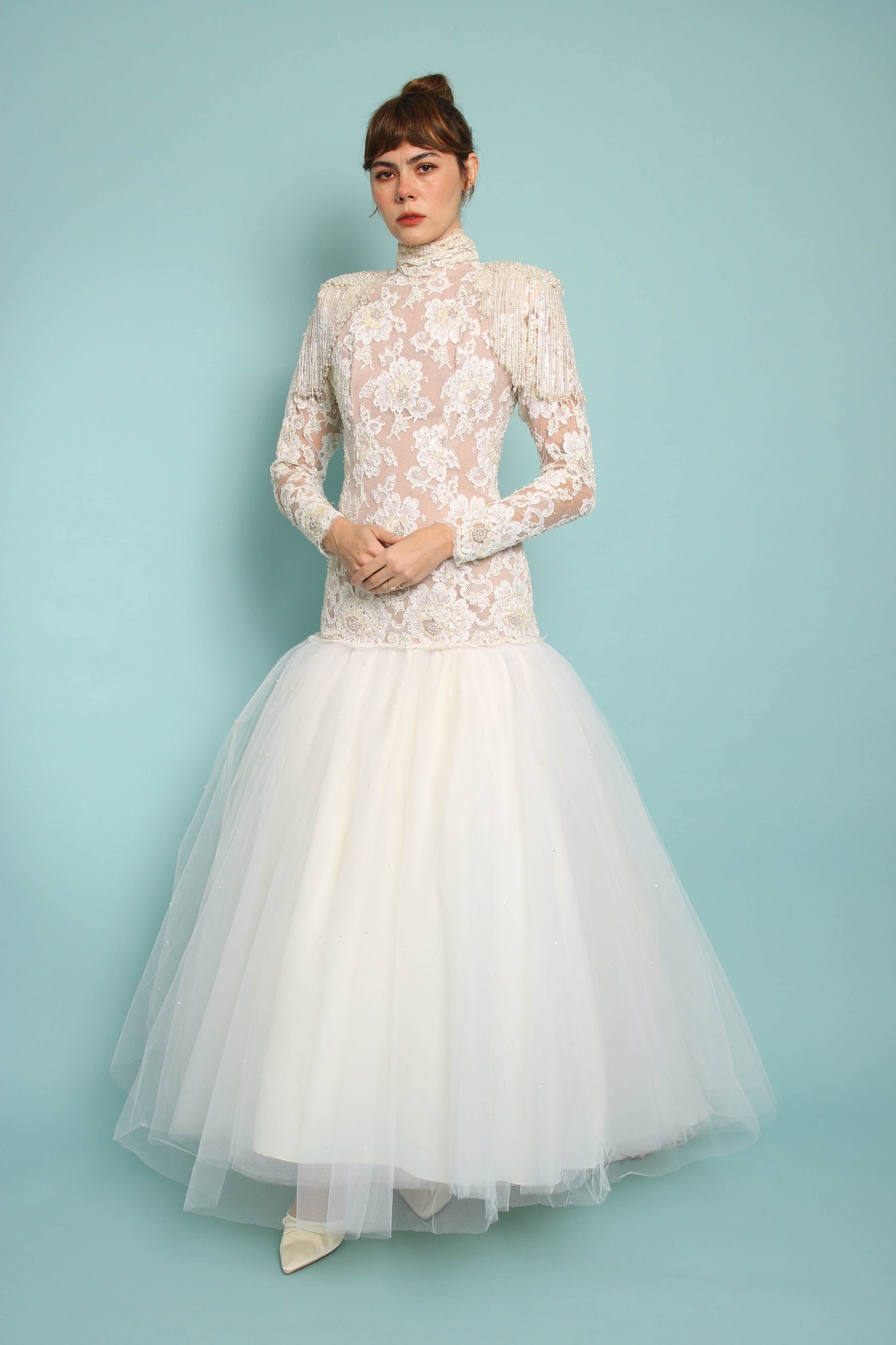 80s Drop Waist Wedding Gown With Train 80s Drop Waist Wedding Gown With Train