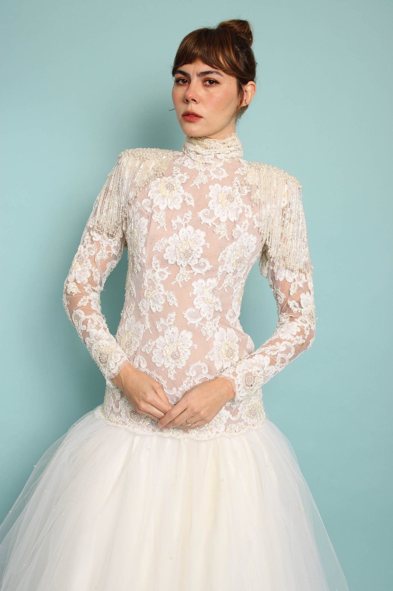 80s Drop Waist Wedding Gown With Train 80s Drop Waist Wedding Gown With Train