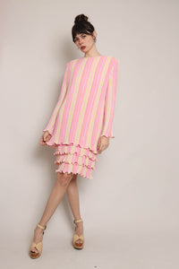 80s Striped Plisse Dress